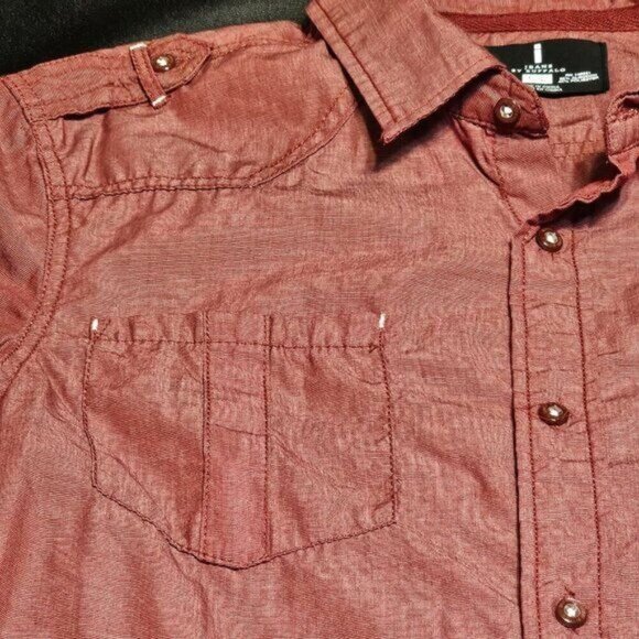I JEANS By BUFFALO Long Sleeve Dress Shirt - Shimmering Red - Size L - Picture 5 of 10